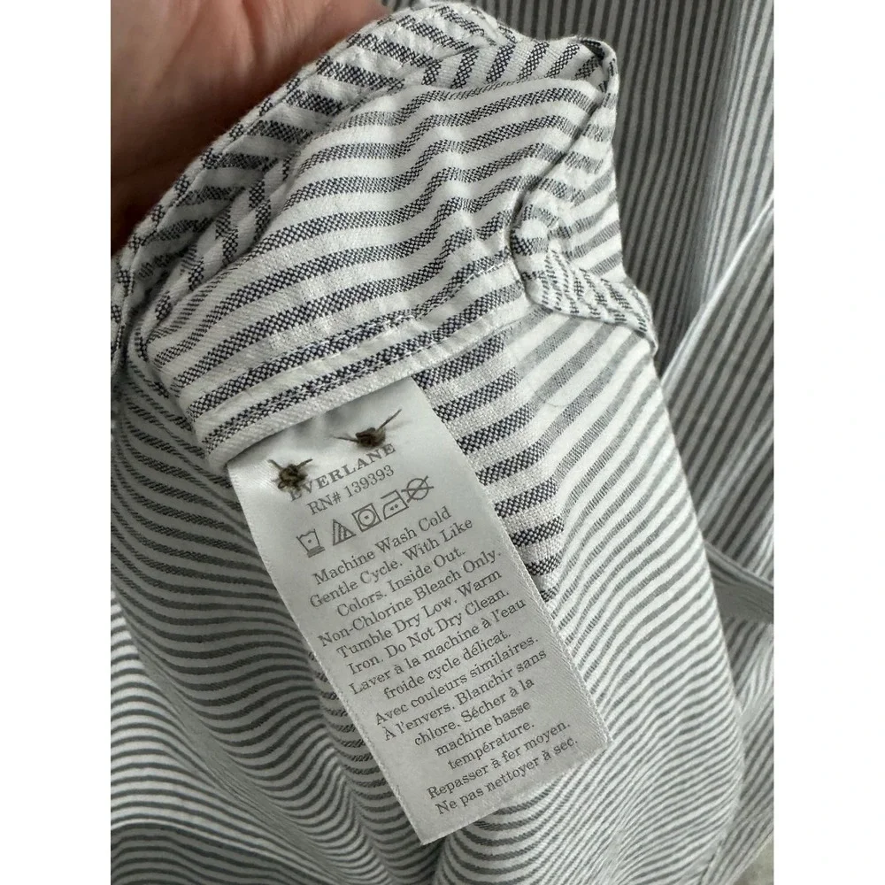 Everlane Oxford Shirtdress‎ Blue White Stripe Organic Cotton Belted Midi Dress